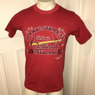 Vtg 1987 Champs ST.  LOUIS CARDINALS Baseball t - shirt Mens Medium 50/50 SOFT tee 2