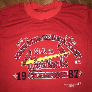 Vtg 1987 Champs ST.  LOUIS CARDINALS Baseball t - shirt Mens Medium 50/50 SOFT tee 4