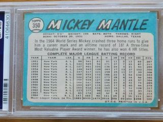 1965 Topps 350 PSA 6 Mickey Mantle 2
