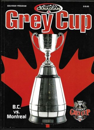 2000 Cfl Football Grey Cup Program - B.  C.  Lions Vrs Montreal Alouettes,  Nov 26
