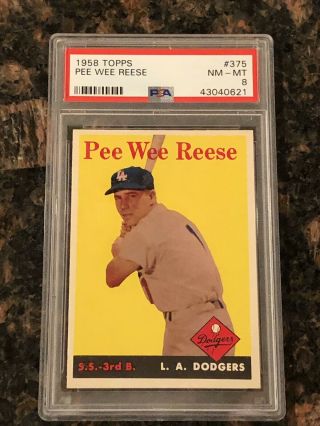 1958 Topps Pee Wee Reese 375 Baseball Card Psa 8