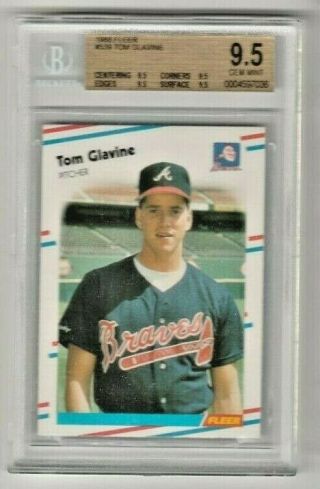 1988 Fleer Tom Glavine Rookie Card Rc 539 Bgs 9.  5 Gem 9.  5 X 4