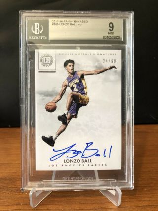 2017 - 18 Panini Encased Lonzo Ball Rookie Auto Rc D/99 Los Angles Lakers Graded