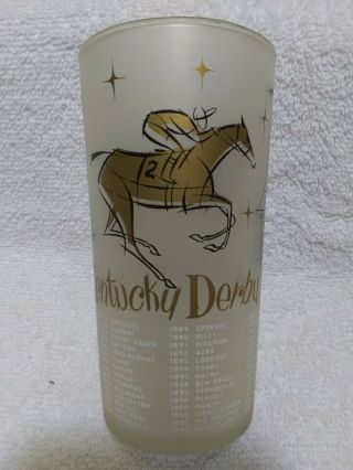 Vintage 1957 Kentucky Derby Frosted Julep Glass Churchill Downs Souvenir