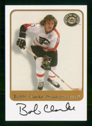 Bobby Clarke Sp 2001 - 02 Fleer Greats Of The Game Autographs 01 - 02 No 33 31824