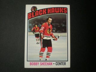 1976 - 77 Topps Nhl Black Hawks Bobby Sheehan Card 183