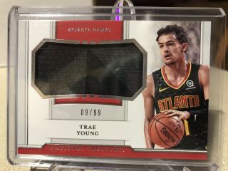 2018 - 19 National Treasures Trae Young Rookie Jersey Relic 09/99 Hawks