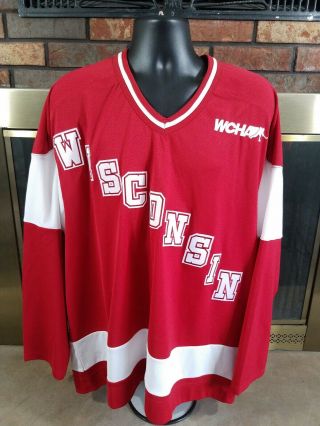 Wisconsin Badgers Ncaa Wcha Authentic Hockey Jersey Mens Size Xl Reebok Red