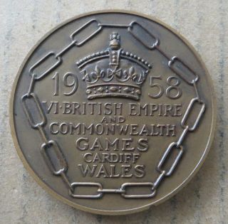 1958 Commonwealth Games Cardiff Wales Participants Bronze Medal.  Jo - 7708