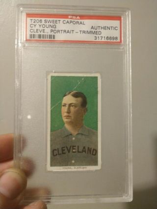 1909 - 11 T206 Cy Young Portrait Psa Authentic Trimmed Sweet Caporal 11