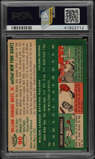 1954 Topps Willie Mays 90 PSA 5 EX (PWCC - A) 2