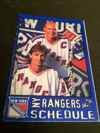 1996 - 97 York Rangers Hockey Pocket Schedule Wayne Gretzky