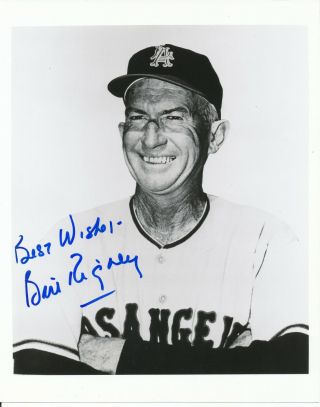 Bill Rigney Autograph 8x10 Photo Los Angeles Angels Their First Manager 1951 W.  S