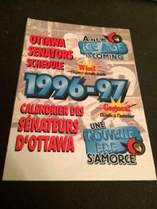 1996 - 97 Ottawa Senators Hockey Pocket Schedule