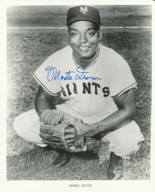 Monte Irvin Autograph 8x10 Photo York Giants 2 W.  S 1952 A.  S Game