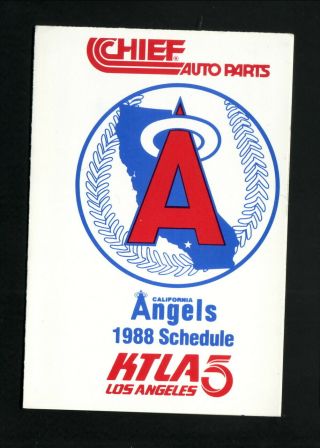 California Angels - - 1988 Pocket Schedule - - Ktla/chief Auto Parts