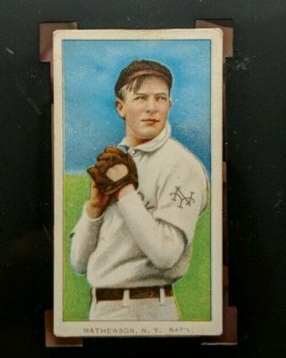1909 - 11 T206 Christy Mathewson Polar Bear Back dark cap card SGC 2 York 2