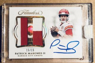15/15 Patrick Mahomes Ii 2018 Flawless Autograph Auto Dual Patch Jersey 1/1