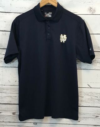 Under Armour Notre Dame Fighting Irish Golf Polo Shirt Mens Loose Heat Gear Med.