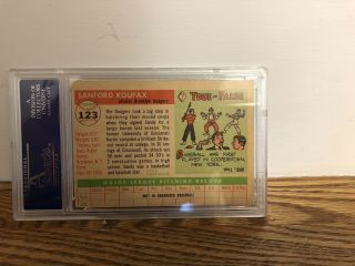 Brooklyn Dodgers Sandy Koufax 1955 Topps 123 PSA Vg - Ex 4 Rookie Card Rc 3