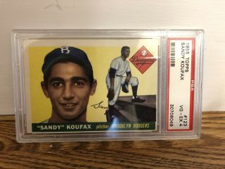 Brooklyn Dodgers Sandy Koufax 1955 Topps 123 PSA Vg - Ex 4 Rookie Card Rc 4