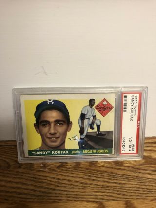 Brooklyn Dodgers Sandy Koufax 1955 Topps 123 PSA Vg - Ex 4 Rookie Card Rc 5
