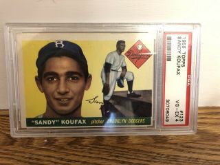 Brooklyn Dodgers Sandy Koufax 1955 Topps 123 PSA Vg - Ex 4 Rookie Card Rc 6
