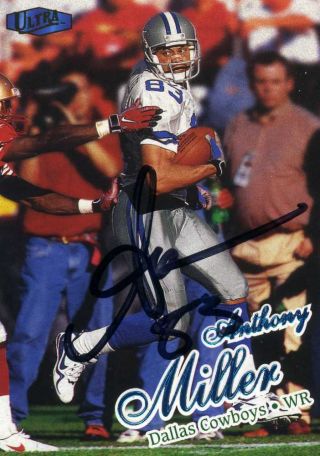 Autographed Anthony Miller Signed 1998 Fleer Ultra Football Card 147 Cowboys