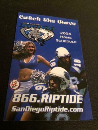 2004 San Diego Riptide Arena Football Pocket Schedule Tickets Version
