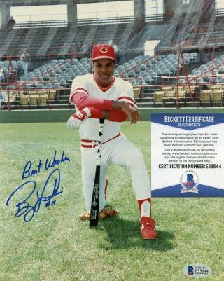 Barry Larkin Cincinnati Reds Signed Autographed 8x10 Photo Bas E33644