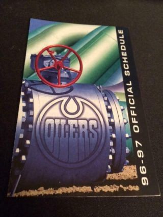 1996 - 97 Edmonton Oilers Hockey Pocket Schedule Canadian Version