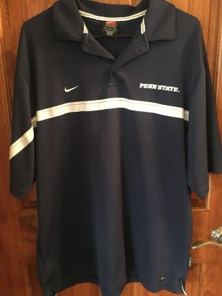 Penn State Nittany Lions Mens Large Nike Dri - Fit Polo Blue Sports