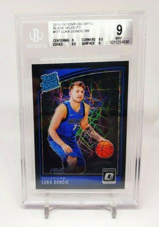 2018 - 19 Donruss Optic Rated Rookie Black Velocity Luka Doncic /39 Bgs 9 Ssp Rc