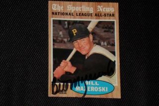 Hof Bill Mazeroski 1962 Topps All Star Signed Autographed Card 391 Pirates