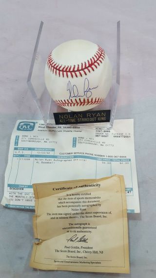 Nolan Ryan Signed Baseball Autograph W.  Qvc & Name Plate