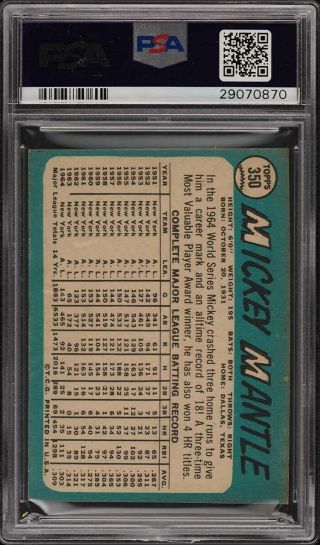 1965 Topps Mickey Mantle 350 PSA Altered (PWCC) 2