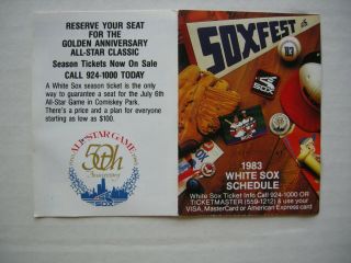 J24 - Chicago White Sox Pocket Schedule 1983 All Star Game At Comiskey Park