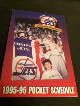 1995 - 96 Winnipeg Jets Hockey Pocket Schedule Radisson Version