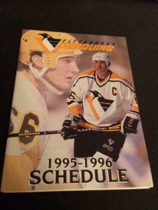 1995 - 96 Pittsburgh Penguins Hockey Pocket Schedule Us Air Version Mario Lemieux