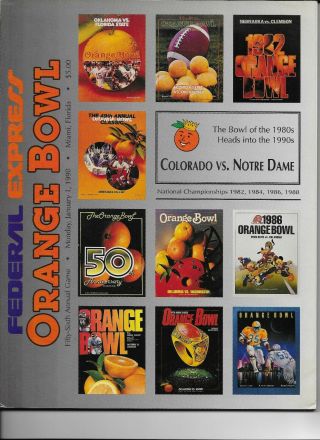 1990 Federal Express Orange Bowl Football Game Program Colorado Vs Notre Dame