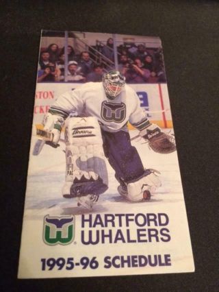 1995 - 96 Hartford Whalers Hockey Pocket Schedule Md Health Version