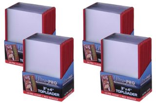 100 Ultra Pro 3 " X 4 " Toploaders With Red Border Sports Card Storage Protection