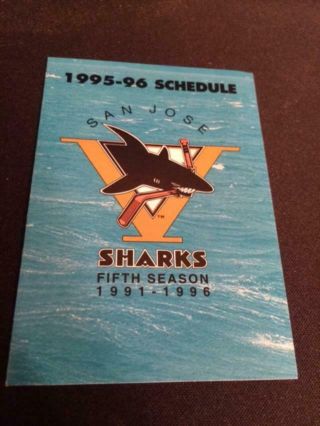 1995 - 96 San Jose Sharks Hockey Pocket Schedule Pontiac Version