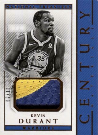 2017 - 18 Kevin Durant Panini National Treasure Century Materials Patch (2/10)