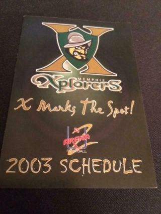 2003 Memphis Xplorers Arena Football Pocket Schedule Lite Version