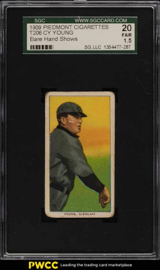 1909 - 11 T206 Cy Young Cleveland,  Bare Hand Shows Sgc 1.  5 Fr (pwcc)