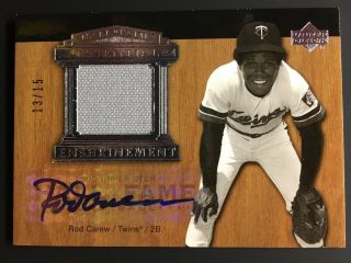Rod Carew 13/15 Hof Authentic Signature & Game - Use Jersey 2005 Upper Deck Twins