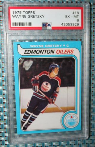 1979 - 80 Topps Hockey 18 Wayne Gretzky Rc Rookie Oilers Psa 6 Ex - Mt Nhl Hof