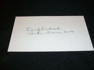 Boston Braves Ducky Detweiler Auto Signed 3x5 Index Card Tough Cm