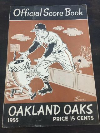 1955 Oakland Oaks Pcl Official Score Book Pacific Coast League Baseball